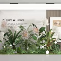Modern Indoor Plant Combination With Green Leaves White Flowers And Decorative Lights