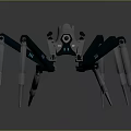 Mechanical Spider Robot With Eight Legs Mechanical Structure And Glowing Blue Lights Red Eye 3d model