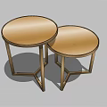 Two Modern Round Side Tables With Metal Frame And Circular Top 3d model