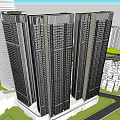 Modern Commercial Complex With Tall Glass Curtain Wall Buildings And Surrounding Greenery