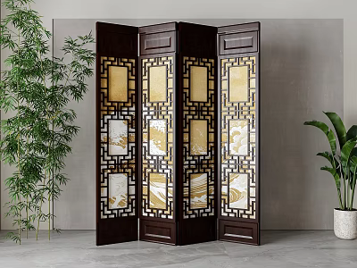 New Chinese-style screen partition 3d model