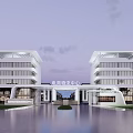 Modern Office Building For Telecom And Fire Center With Symmetrical Architecture And Reflective Waterfront