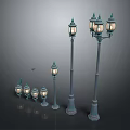 Vintage Outdoor Lighting Combinations With Various Heights Multiple Heads And Glass Shades