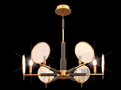 Modern Gold And Black Chandelier With Circular Glass Shades And Metal Frame 3d model