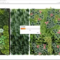 Lush Green Living Wall Design With Diverse Foliage And Pink Flowers