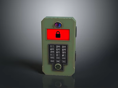 Green Electronic Security Lock With Digital Keypad And Camera Red Screen 3d model