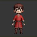 Cartoon Man with Red Hair Wearing Red Robe Blue Wrist Guards and Brown Boots