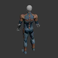 Futuristic Armored Character With Silver Helmet Red Eye And Tech Armor Design