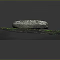 Natural Wooden Stone Decorative Piece With Green Grass Base And Textured Surface
