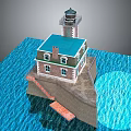 Coastal House Interior With Brick Walls Blue Roof And Wooden Furniture