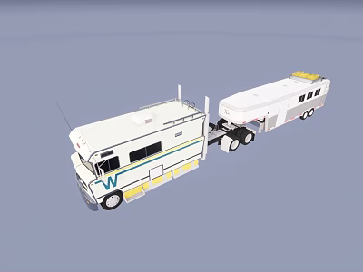 White Modern RV Camping Vehicle With Trailer And Side Windows Design 3d model