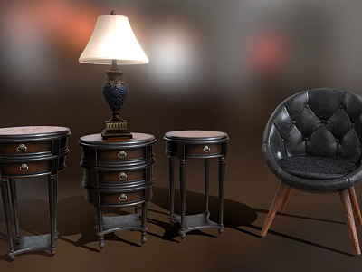 Elegant Bedside Tables With Drawers And Table Lamp In Bedroom Decor Setting 3d model