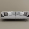 Light Gray Three Seater Sofa with Modern Design and Gray White Decorative Pillows 3d model