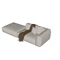 Light Gray Lazy Sofa with Red Blanket White Cushion on Marble Floor and Beige Wall 3d model