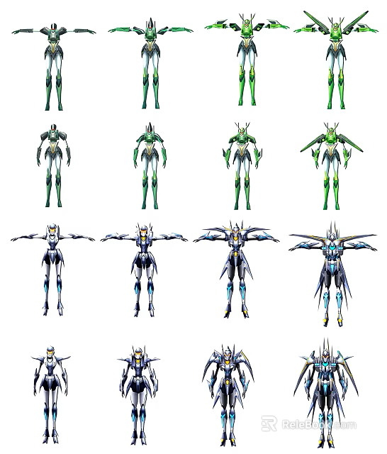 Smart Machines Various Humanoid Mecha Designs With Different Colors And Multiple Forms 3d model