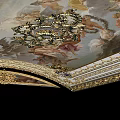 Ornate Classical Ceiling With Golden Borders And Intricate Angel Paintings