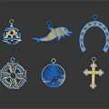 Golden Jewelry Pendants With Various Designs Anchor Dolphin Horseshoe Compass Eagle Cross