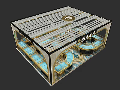 Elegant Jewelry Store Interior With Glass Display Cases And Warm Lighting Design 3d model