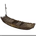 Ancient Wooden Boat Historical Water Transport With Weathered Wood Structure