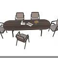 Modern Wooden Dining Table Set With Six Chairs And Simple Backrest Design