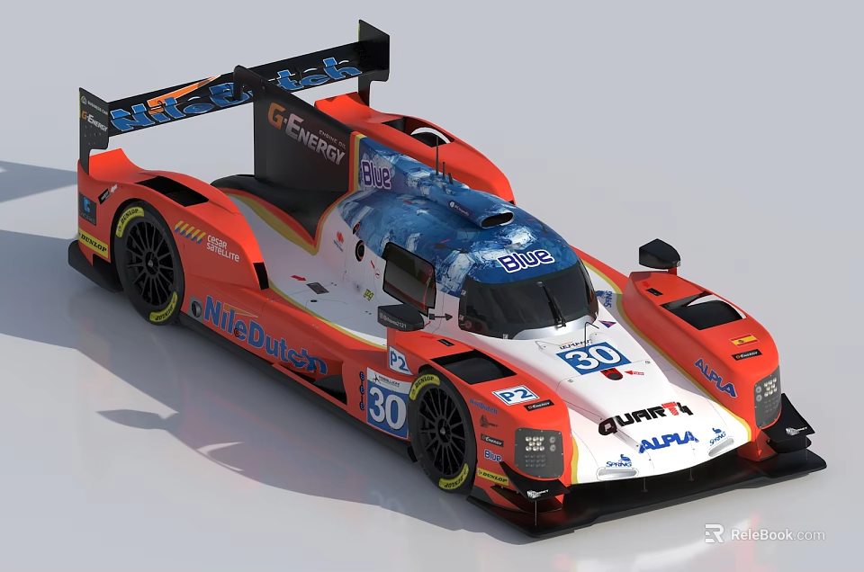 Eurasia MileDelivery 30 Racing Car With Orange White Blue Streamlined Body 3d model 