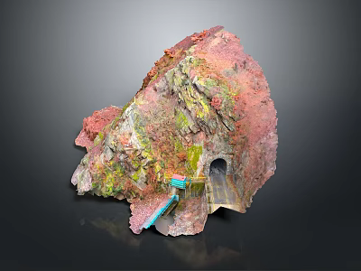 Natural Rock Formation With Vibrant Pink Green Yellow Hues And Textured Surface 3d model