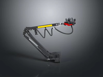 Mechanical Arm Device With Black Yellow Structure Spring And Red Component Parts 3d model