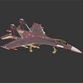 Detailed Gray Fighter Jet Model With Red Markings And Landing Gear