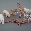 Various Plastic Animal Toy Figures Including Giraffe Tiger Zebra And Crocodile