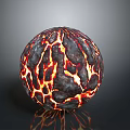 Lava Texture Decorative Sphere with Black Base Red Orange Glowing Cracks for Home Decoration