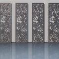 Four Decorative Swing Doors With Intricate Carved Patterns And Panel Design 3d model