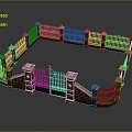 Brick And Iron Garden Fence Featuring Square Design Decorative Pillars And Gate