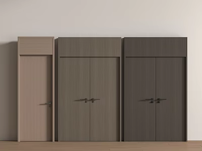Modern door combination double door top door swing door wooden door 3d model