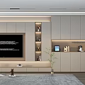 Modern TV Wall Unit With Flat Screen TV Storage Compartments And Decorative Shelves 3d model