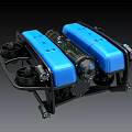 Smart Underwater Drone With Blue Body Black Frame Propellers And Camera 3d model