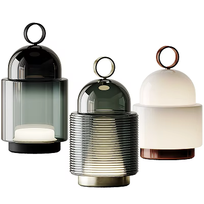 Three Modern Pendant Lights with Black Silver White and Copper Stylish Contemporary Design 3d model