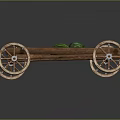 Rustic Vintage Wooden Cart With Spoked Wheels Carrying Fresh Green Watermelons