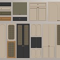 American Style Wardrobe Door Combination Cabinet Door Panel 3d model