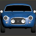 Blue Vintage Sports Car With Sleek Body Chrome Grille And Silver Wheels