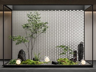 Modern landscape sketch interior landscape landscaping courtyard sketch plant combination stone pebble plant pile withered landscape 3d model