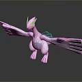3D Rendered Fantasy Bird Model Standing With White Feathers Blue Tail And Outstretched Wings