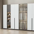 Modern White And Gray Wardrobe With Glass Doors And Storage Compartments