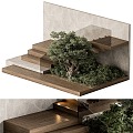 Modern Plant Landscape Stairs Stairs Landscape Stairs Glass Handrail 3d model