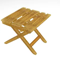 Hand Woven Stool With Natural Finish And X Shaped Legs Design Structure 3d model