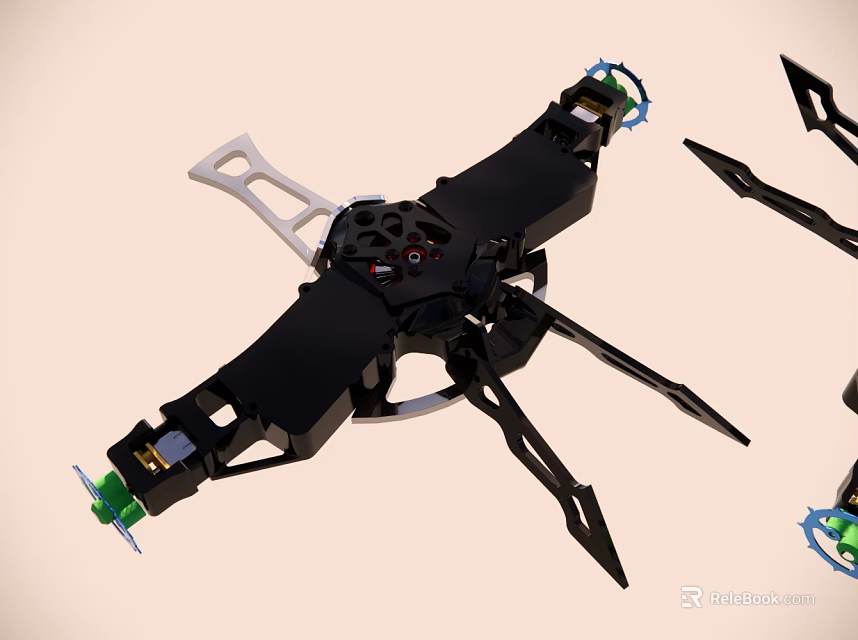 Drone Frame Mechanical Components With Motor Mounts And Propeller Arms 3d model 