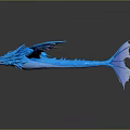 Blue Dragon Game Movie Character 3D Model With Wings Tail And Scaly Texture