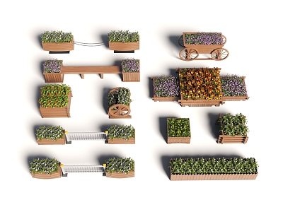 Modern flower box outdoor flower box mobile flower box machine non-isolated flower box finished flower box flower bed 3d model