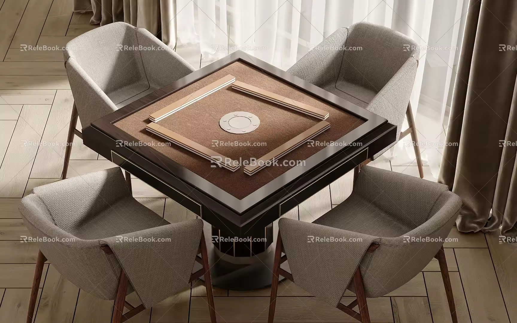 Modern Mahjong Table and Chair Mahjong Table 3d model