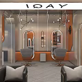 Modern Beauty Hair Salon Interior Design With Styling Chairs Round Mirrors And Moon Decor