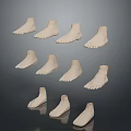 White Foot Models in Different Angles Arranged in Rows on Gray Gradient Background 3d model